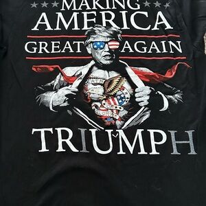Black Graphic Short Sleeve Tee with Patriotic Print